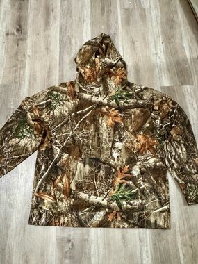 Camo Hooded Long Sleeve Shirt - Realtree-Style Brown/Cream